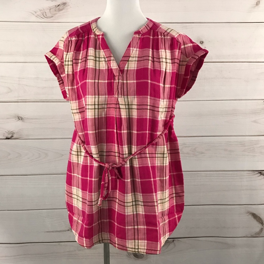 A:Glow Maternity Top Size XS Pink Plaid